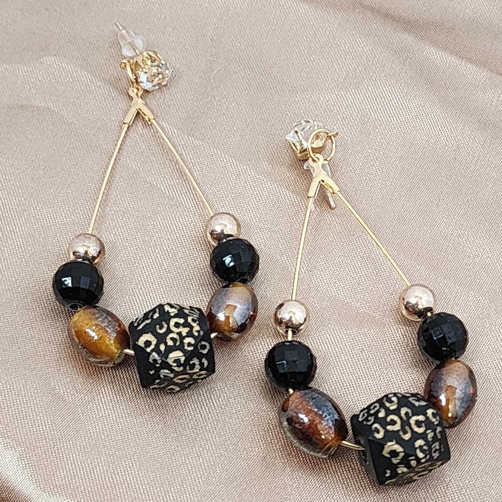 BrazenSoul Animal Print Boho Beaded Statement Earrings
